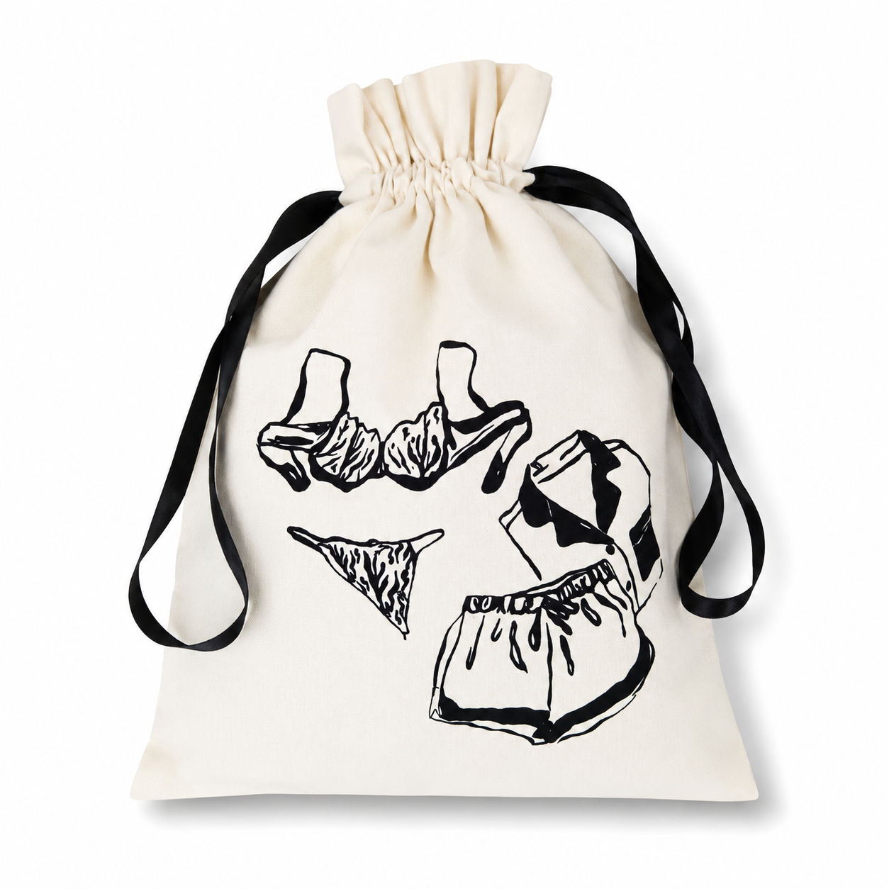 Black Satin Lingerie Travel Bag