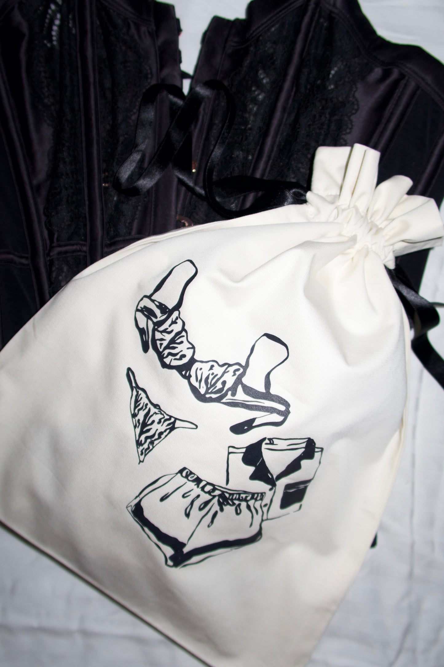 Black Satin Lingerie Travel Bag