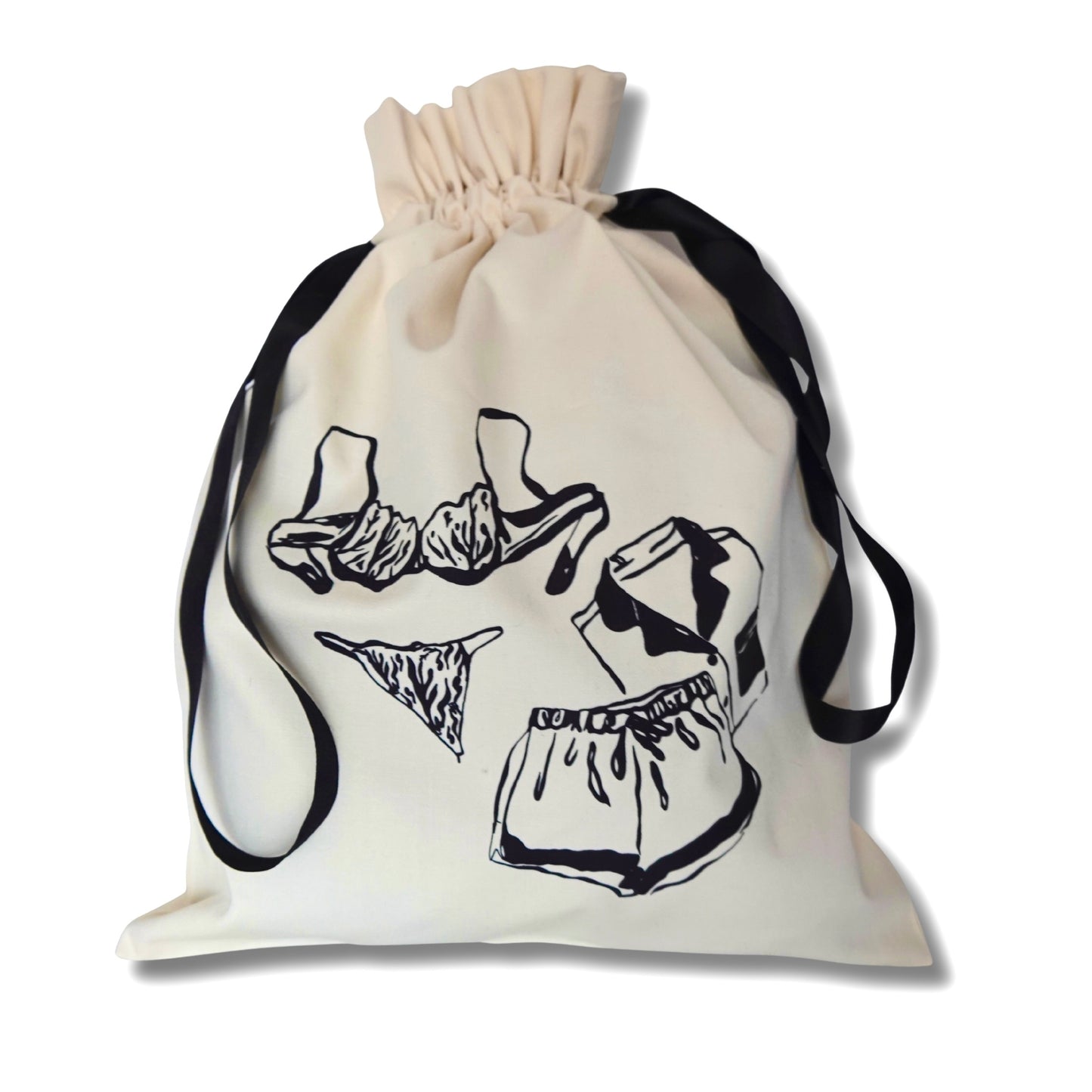 Black Satin Lingerie Travel Bag
