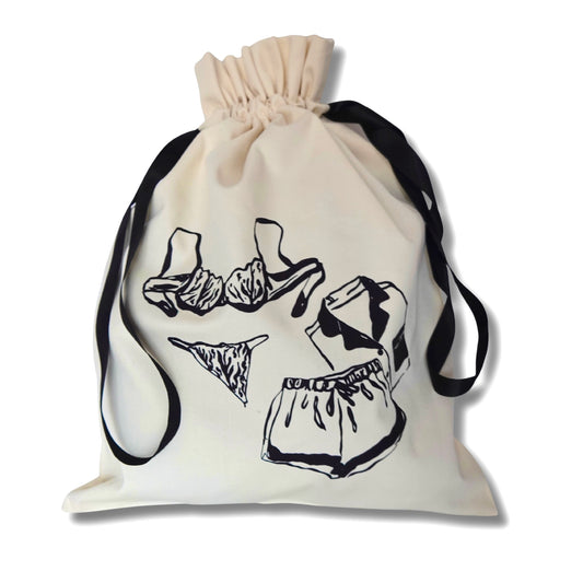 Black Satin Lingerie Travel Bag